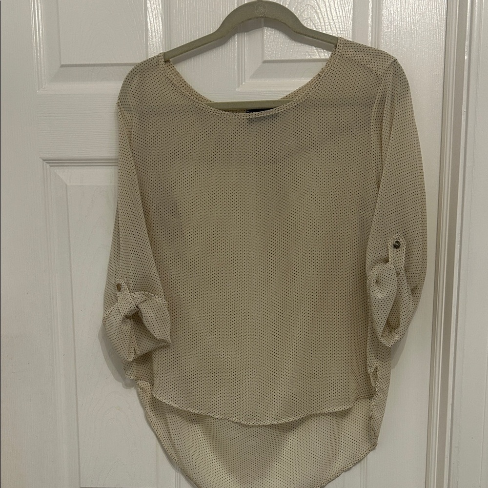 Women's Cream Blouse ( sheer w black mini dots)